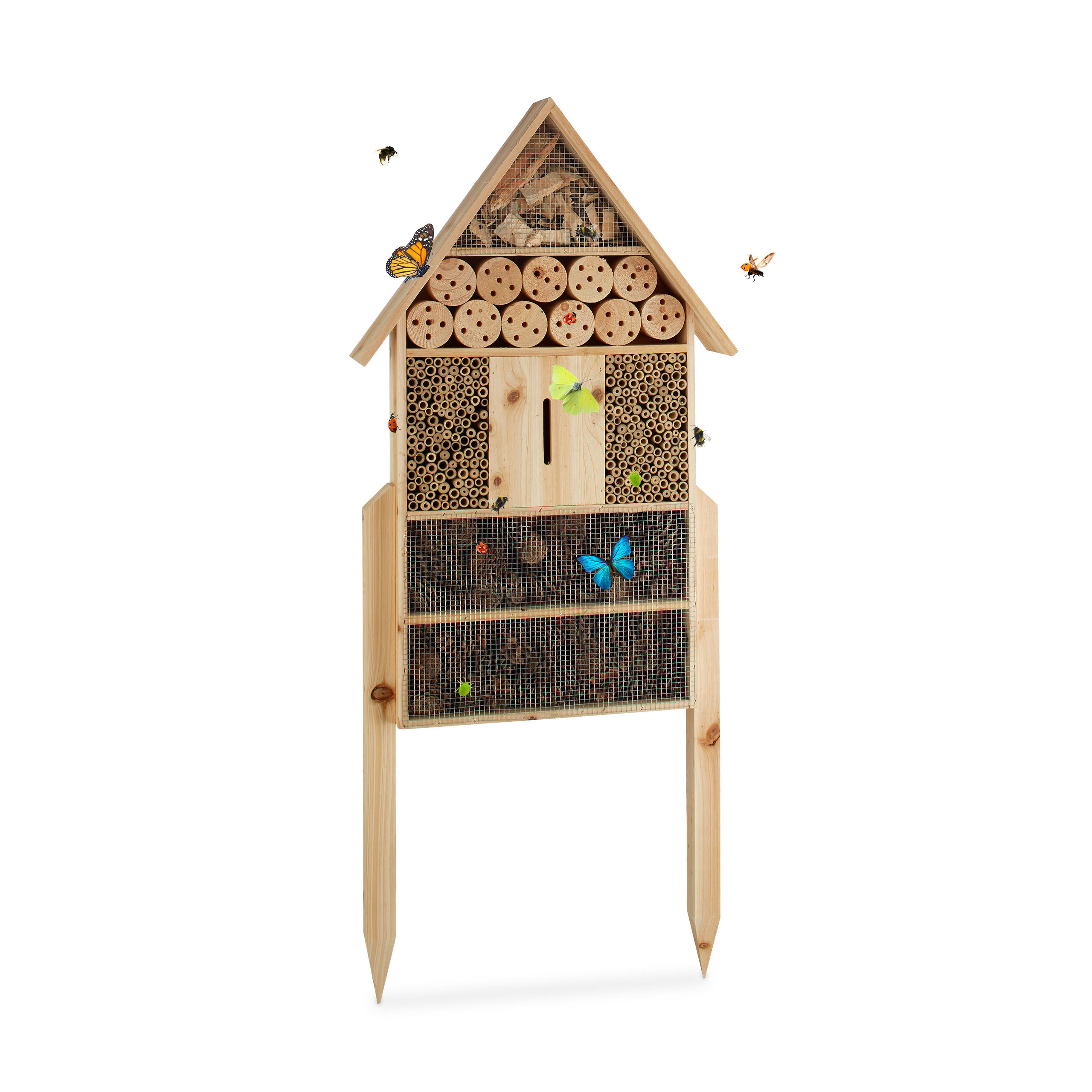 INSEKTENHOTEL - Hellbraun, Holz/Metall (49/79/12cm) - Relaxdays