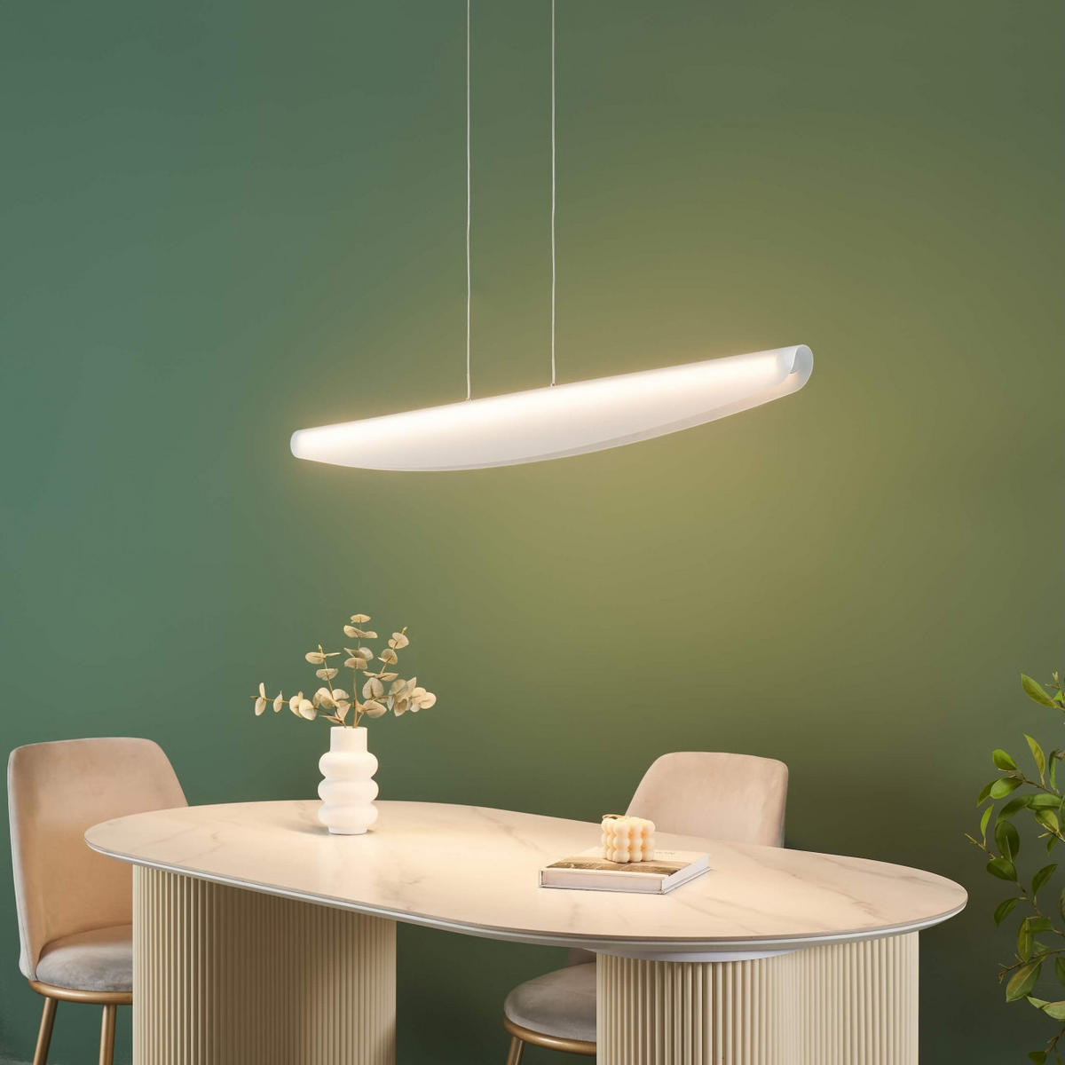 HÄNGELEUCHTE Auren, Beige et blanc, 115cm - Beige, Metall (120/3.5/10cm) - KOSILUM