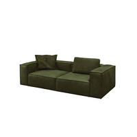 SOFA CARMO Grün Leder - Schwarz/Olivgrün, Leder/Kunststoff (266/68/118cm) - KAWOLA