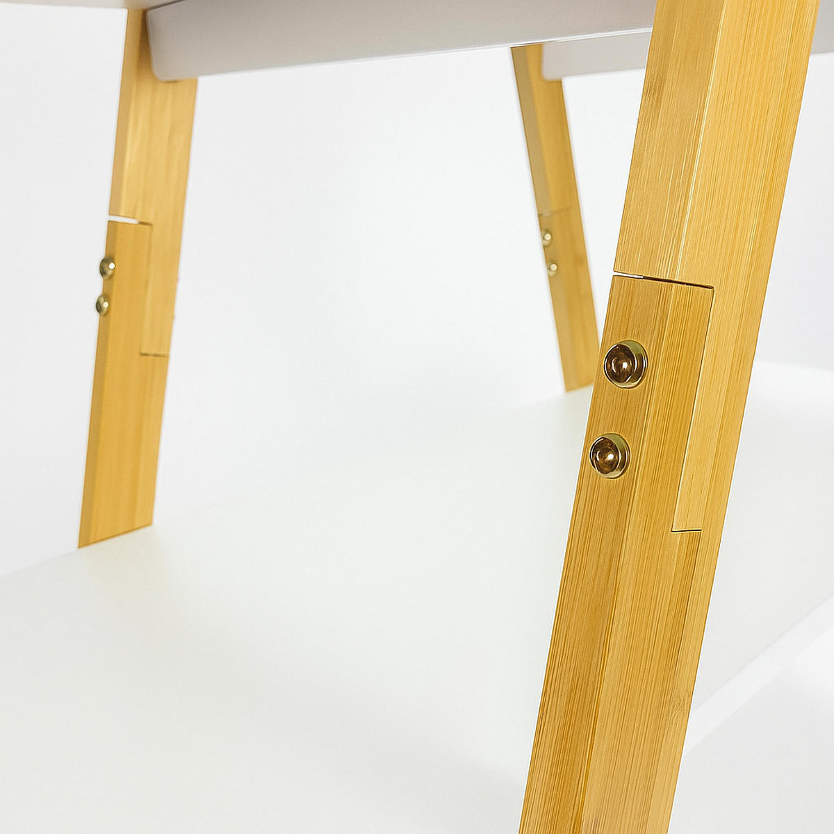 REGAL Bambus Holzoptik Weiß Naturfarben 4 Ebenen 80/30/116 cm - Weiß/Naturfarben, Holzwerkstoff (80/116/30cm) - Begryf