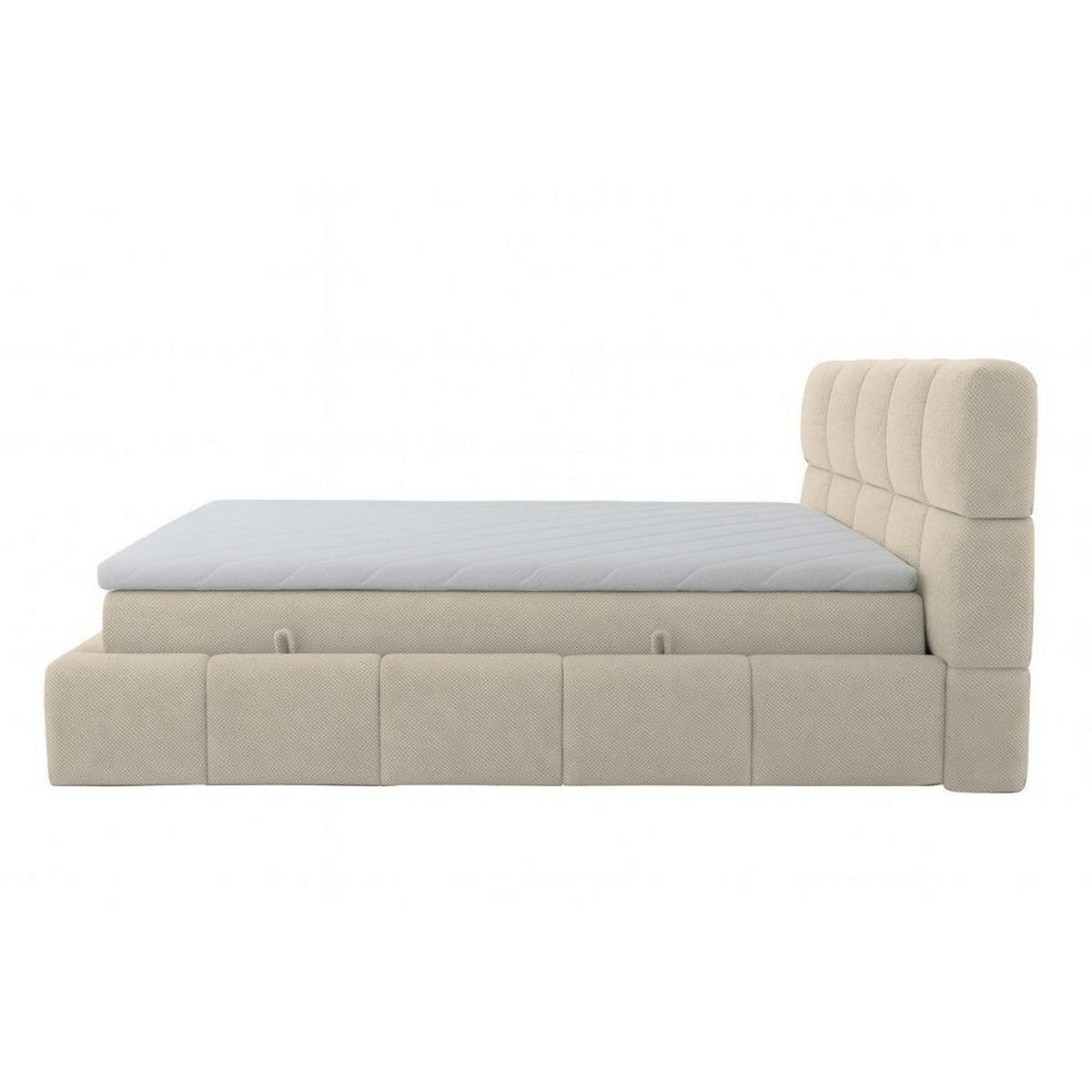 BOXBETT Anna mit Bonnelmatratze und Topper, 200x200, Beige - Beige, Holzwerkstoff/Kunststoff (200/200cm) - AN-Moebel 4u
