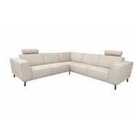 MODULARES Ecksofa Selena - Beige, Verstellbare Kopfstützen und Metall Füßen - Beige/Schwarz, Kunststoff/Textil (260/260cm) - KS Home Concept