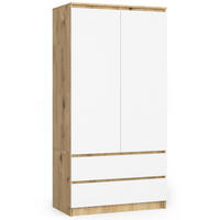 KLEIDERSCHRANK Eiche Artisan, Weiß 180/90/51 - Eiche Artisan/Weiß, Holzwerkstoff (90/180/51cm) - RAUMHIRSCH FURNITURE