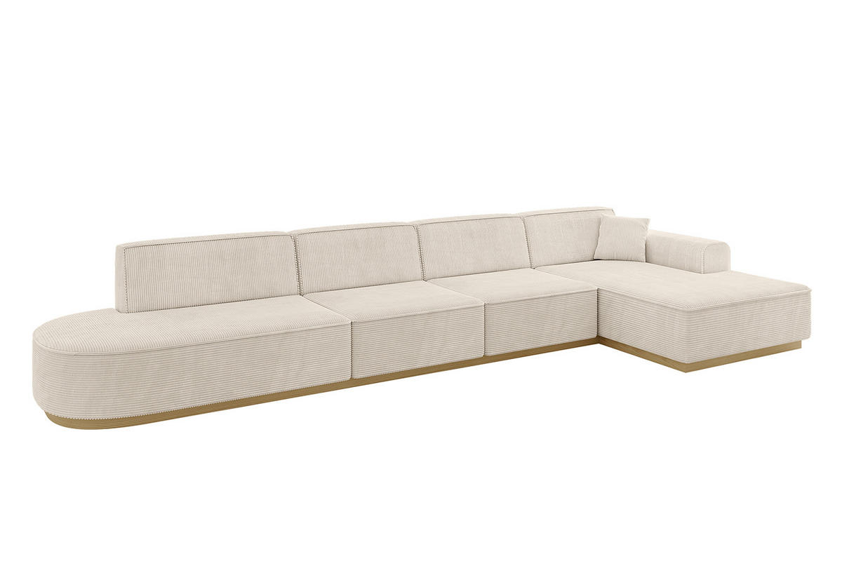 ECKSOFA Ottomane Rechts IREA-L3-v2 - 403x165x81 cm Beige - Beige, Holzwerkstoff/Textil (403/165cm) - ALTDECOR