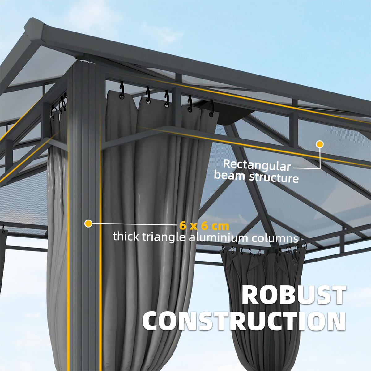 PAVILLON Metall Polycarbonat Dunkelgrau - Dunkelgrau, Textil/Metall (302/267/302cm) - Outsunny
