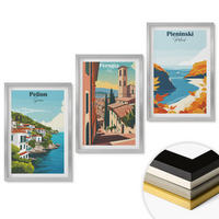 WANDBILDER 3er Set - 40x60 cm Silberner Rahmen - Malerische Retro-Landschaften - Silberfarben, Kunststoff (40/60cm) - ArtPrintCave