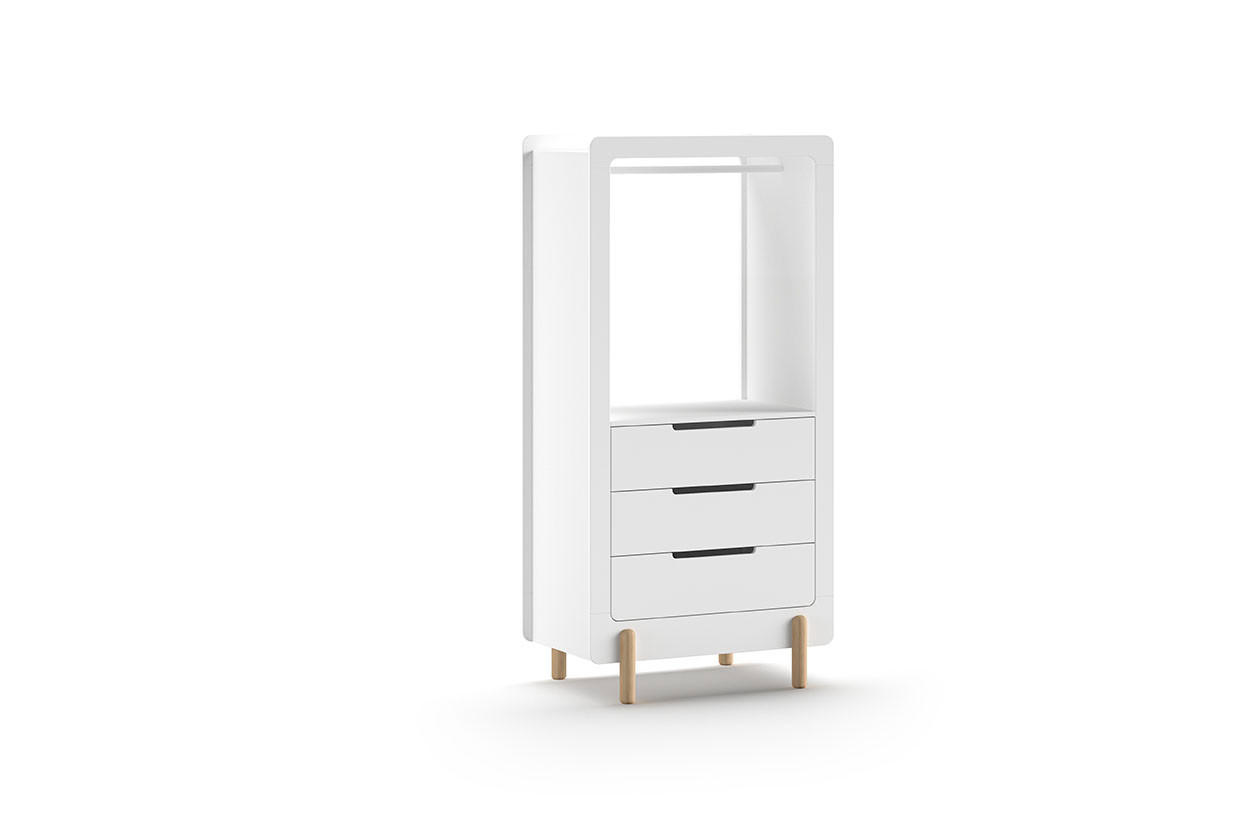 KINDERKLEIDERSCHRANK SMILE Weiß 88x57x180 cm - Weiß, Holz (88/180/57cm) - FURNLUX
