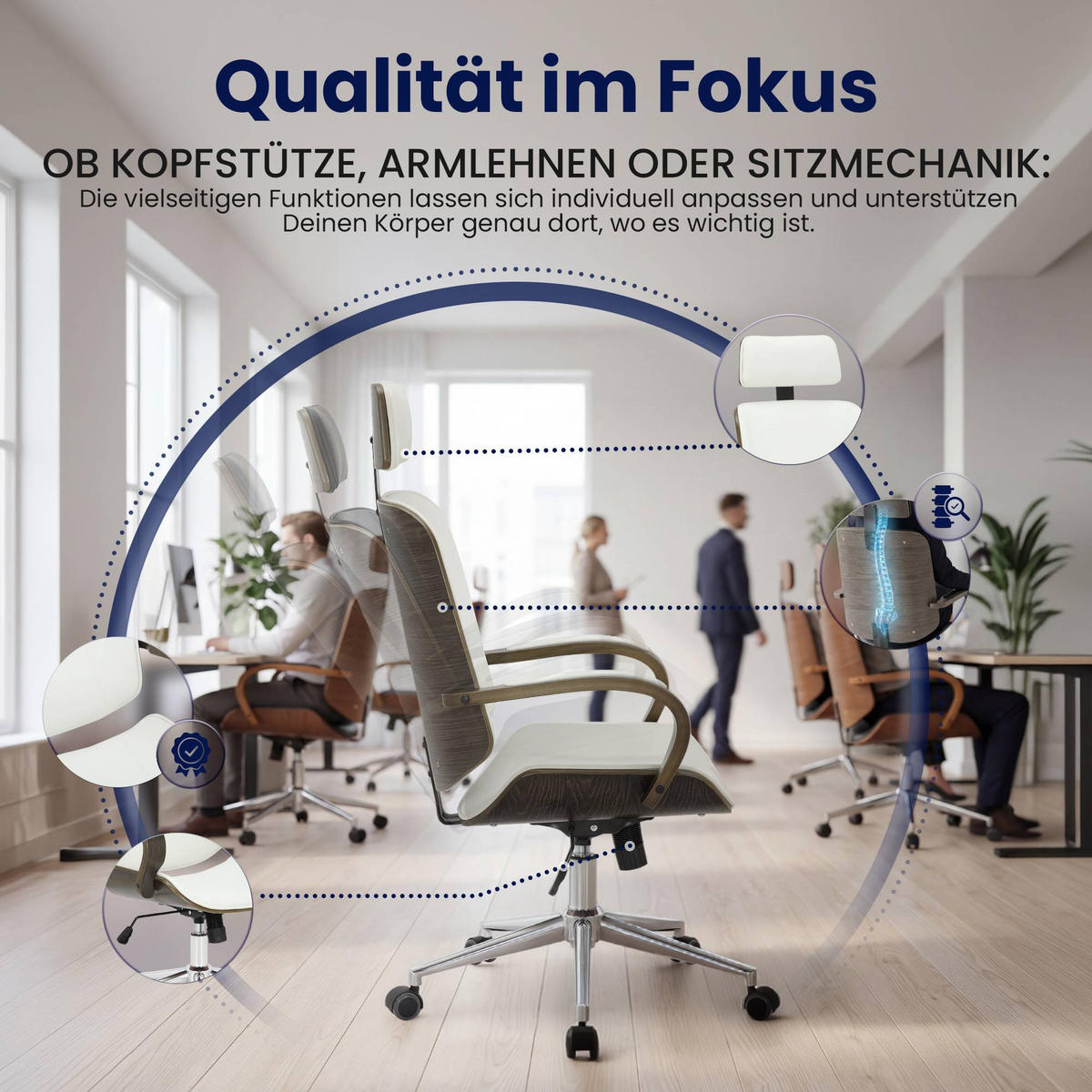DREHSTUHL Lederlook Weiß/Grau - Weiß/Grau, Textil/Metall (70/118/70cm) - CLP