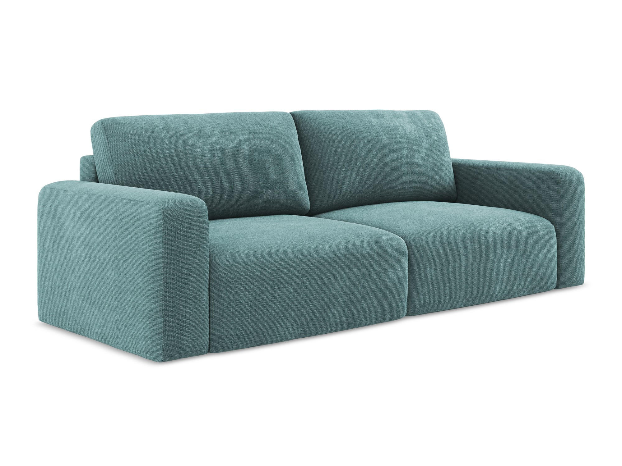 3-SITZER SOFA mit Schlaffunktion Chenille Stoff Blau - Blau/Beige, Kunststoff/Textil (244/79/102cm) - Makamii
