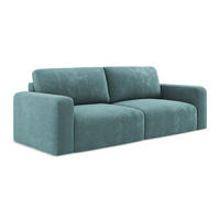 3-SITZER SOFA mit Schlaffunktion Chenille Stoff Blau - Blau/Beige, Kunststoff/Textil (244/79/102cm) - Makamii