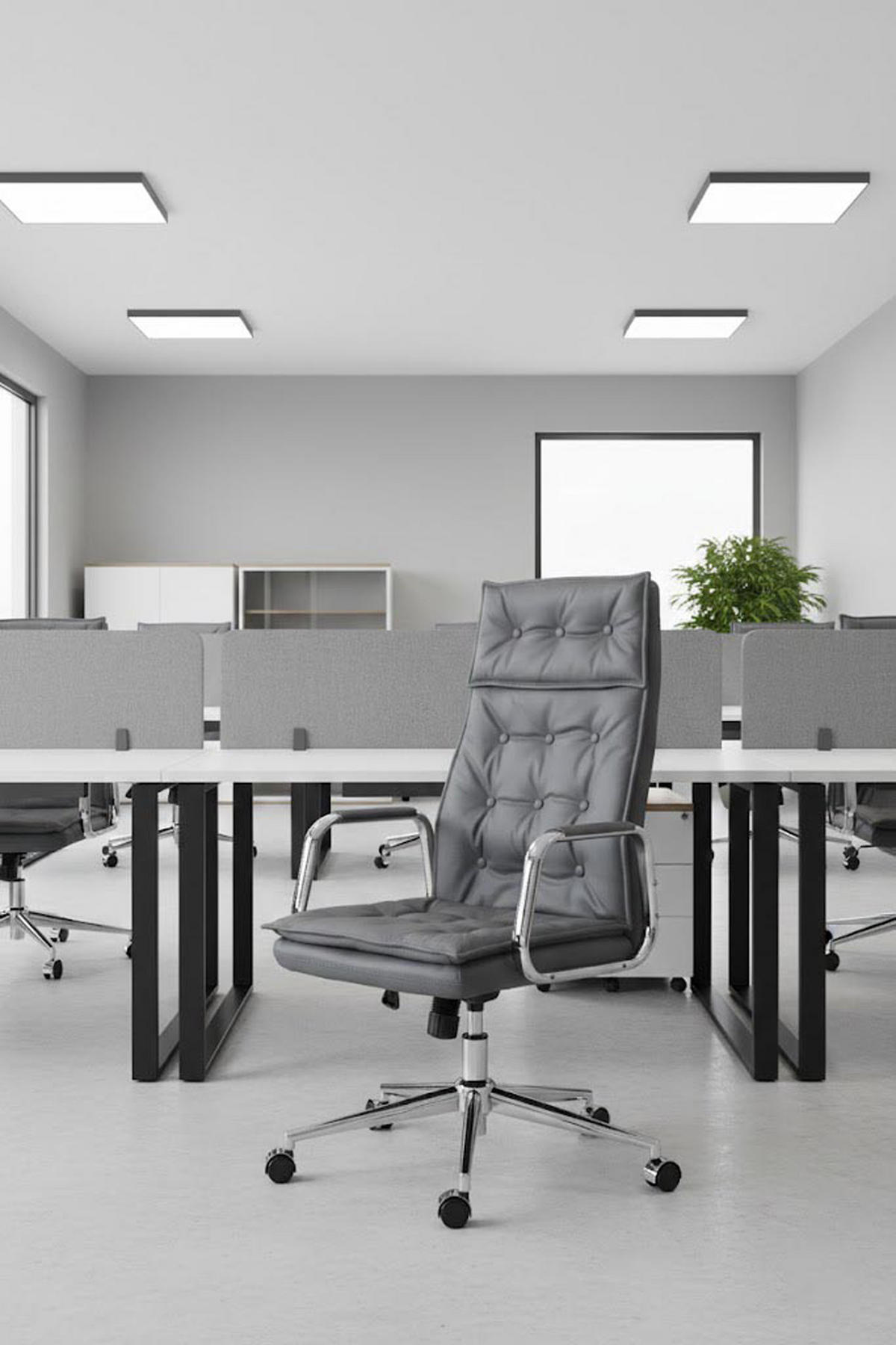 BÜROSTUHL Ronix Echtleder grau - Chromfarben/Grau, Leder/Metall (60/120/65cm) - TPFLiving