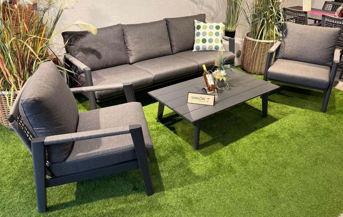 LOUNGESET Salo 4-tlg. in anthrazit - Anthrazit, Textil - Sungörl
