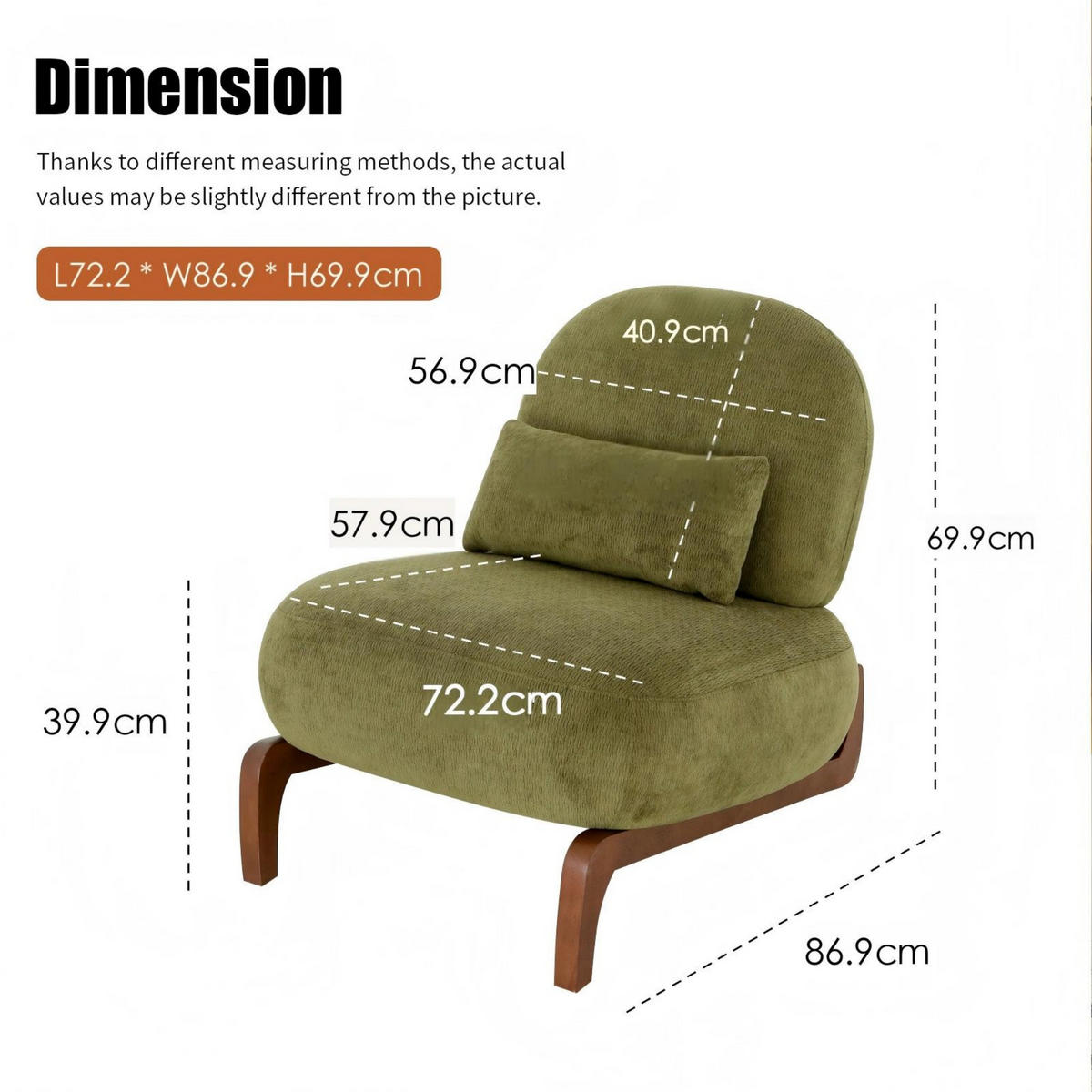 SESSEL Relaxsessel,ohne Armlehnen,Massivholzrahmen,Samtstoff, Grün - Grün, Holz (72.2/69.9/86.9cm) - LVHOM