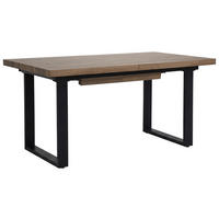 ESSTISCH Axis in rechteckiger Form, ausziehbar, 160-240 cm, Walnuss - Walnussfarben/Schwarz, Metall (90/160/75cm) - Beautysofa