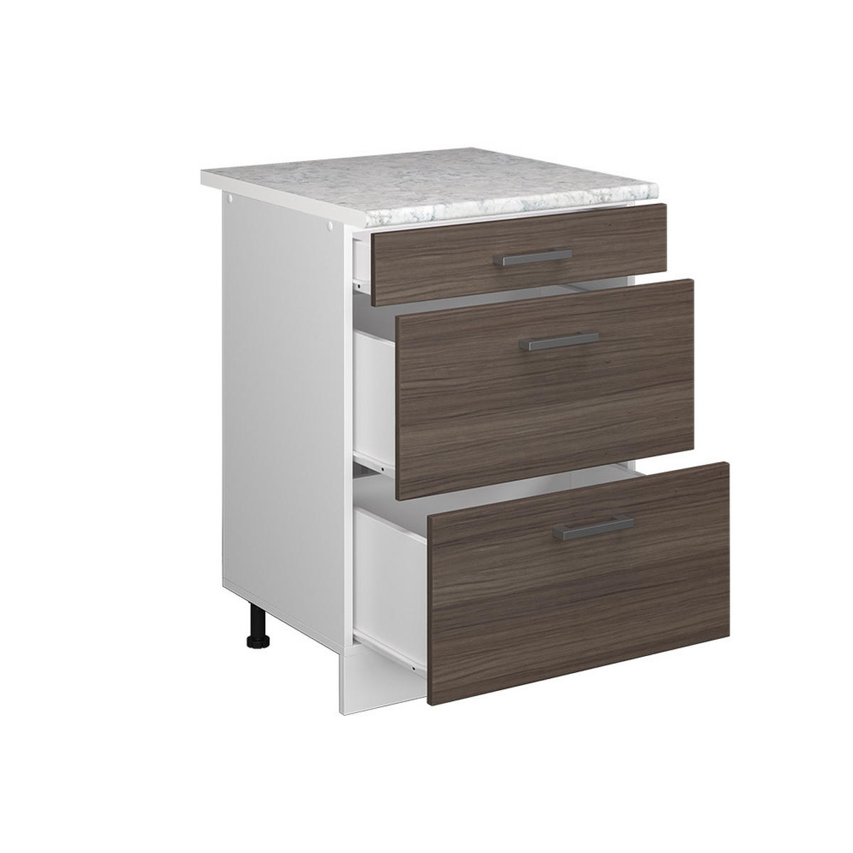 UNTERSCHRANK R-Line Grau 60 cm mit Schubladen - Weiß/Grau, Holzwerkstoff (60/81.6/60cm) - Vicco
