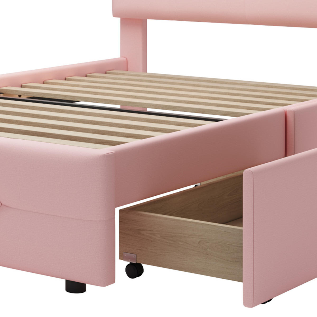 BETT mit LED und 2 Schubladen 90x200 cm Pink - Pink, Holz (90/200cm) - Meubliv