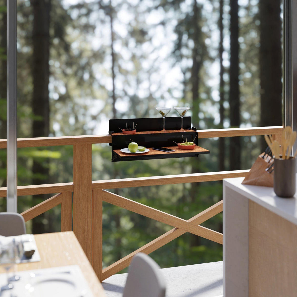 BALKONTISCH – hängend – LEVIRA – Modell 64 – Metall – Schwarz – 64x35x29 cm - Schwarz, Metall (35/64/29cm) - Letti Moderni