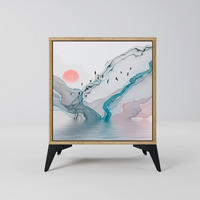SIDEBOARD VELVET CROSSING, Eichefarben, 57,5x42x70,5 cm, Schwarze Metall-Sternfüße - Eichefarben/Multicolor, Holzwerkstoff/Metall (57.5/70.5/42cm) - SpaceRebels