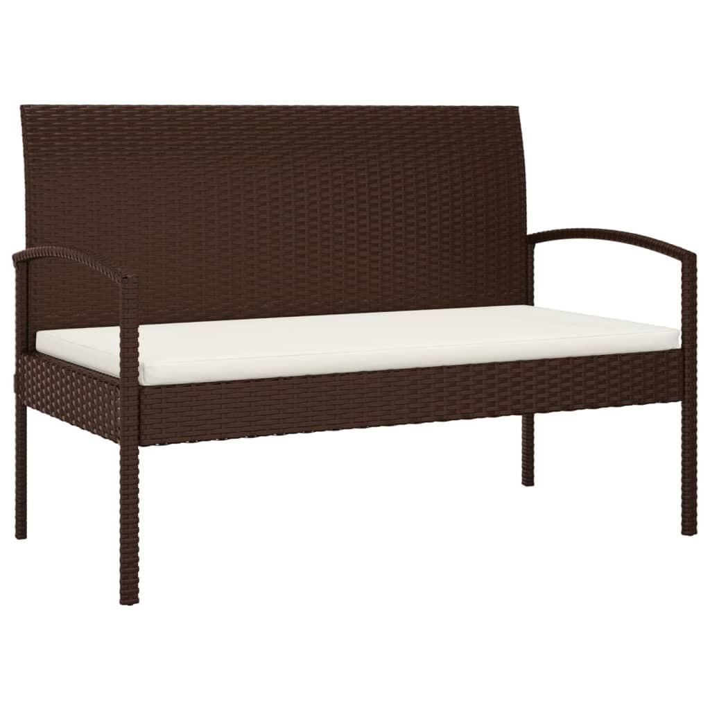 GARTENBANK mit Kissen Braun 105 cm Poly Rattan - Braun, Kunststoff (58/74/105cm) - furnicato