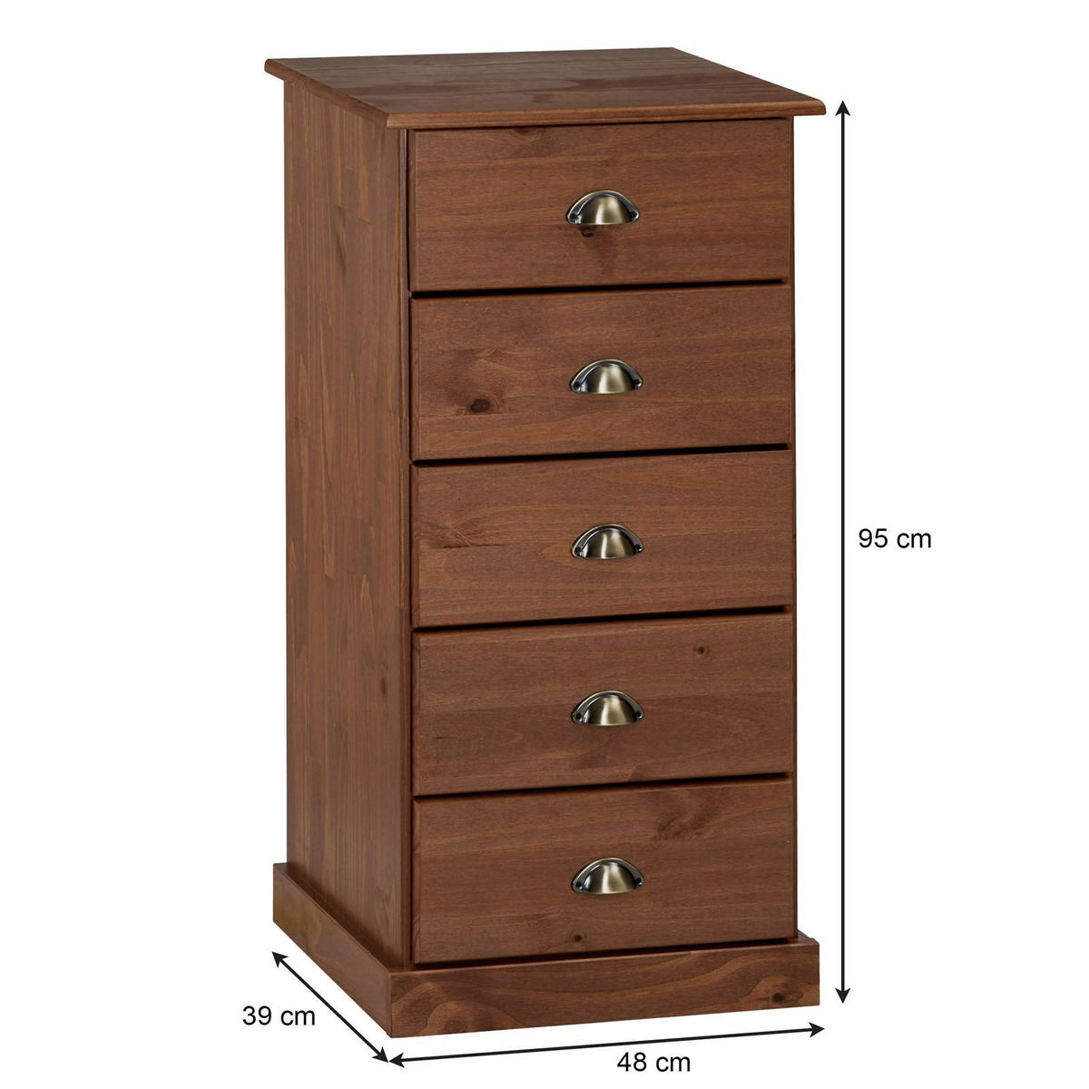 KOMMODE PARIS Kastanie - Kastanienfarben, Holz (48/95/39cm) - IDIMEX