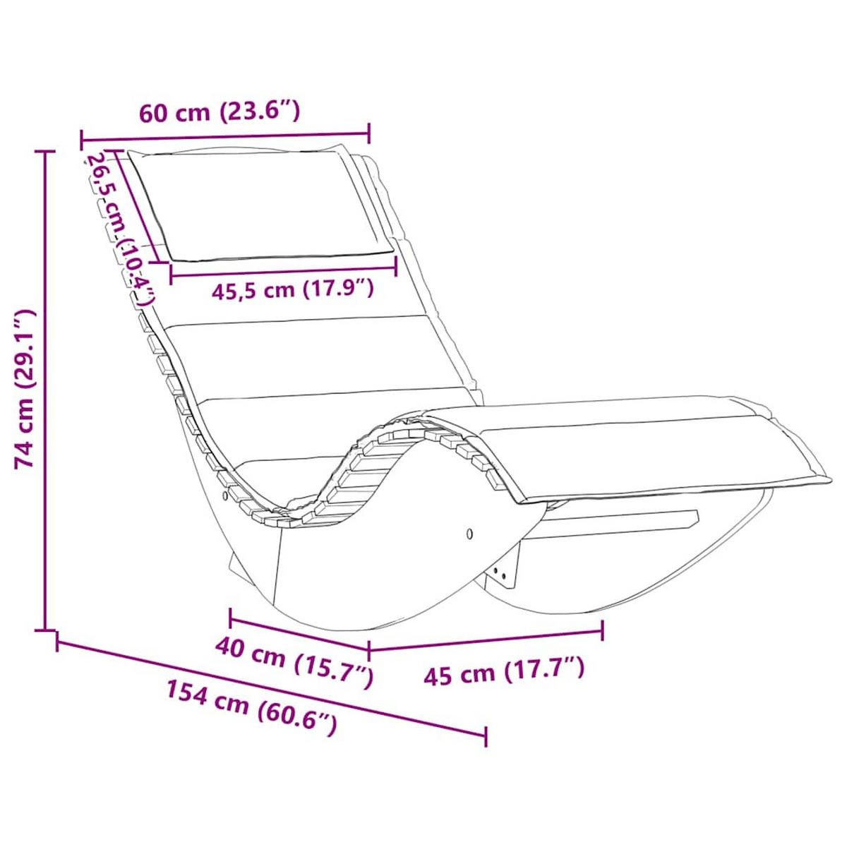 SCHAUKEL-SONNENLIEGE Mit Auflage Massivholz Akazie - Beige/Braun, Holz (60/74/154cm) - vidaXL