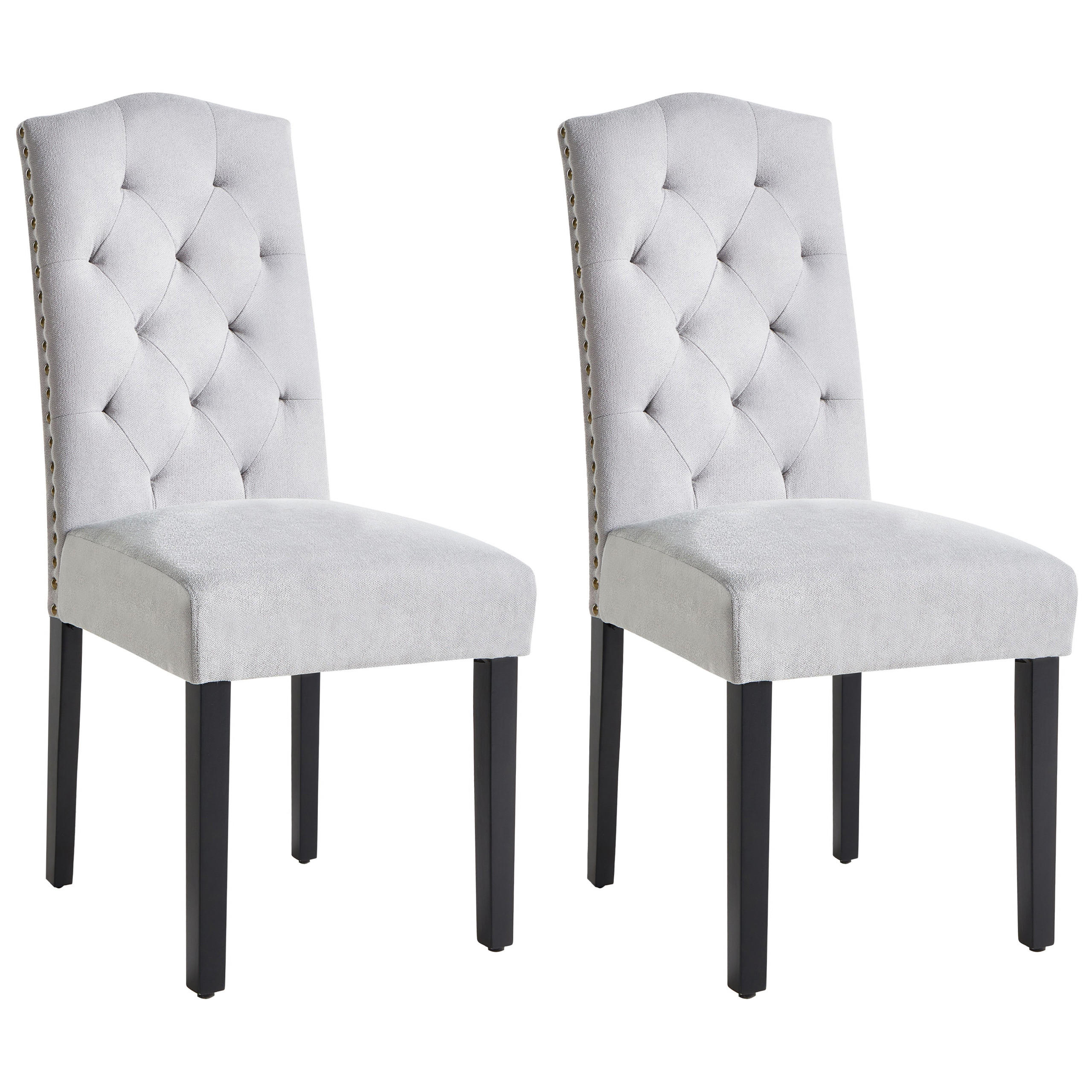ESSZIMMERSTUHL 2er-Set Polsterbezug Grau Shirley - Grau, Holz/Textil (46/103/60cm) - Beliani