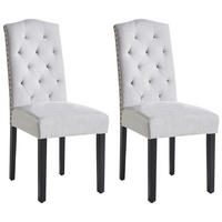 ESSZIMMERSTUHL 2er-Set Polsterbezug Grau Shirley - Grau, Holz/Textil (46/103/60cm) - Beliani