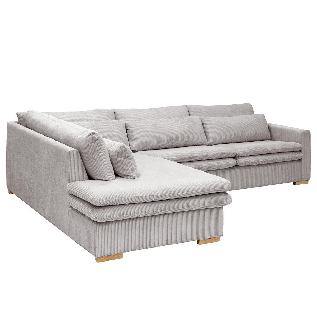 ECKSOFA mit Ottomane - Hellgrau, Textil (299/216cm) - home24