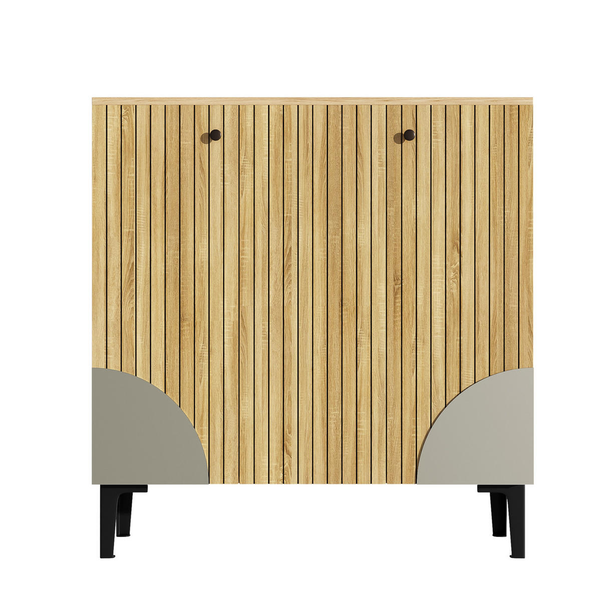 SCHUHSCHRANK 90/32/94 cm in Holzoptik mit 3 Türen und schwarzem Fußgestell - Naturfarben, Holzwerkstoff (90/94/32cm) - BEAOK