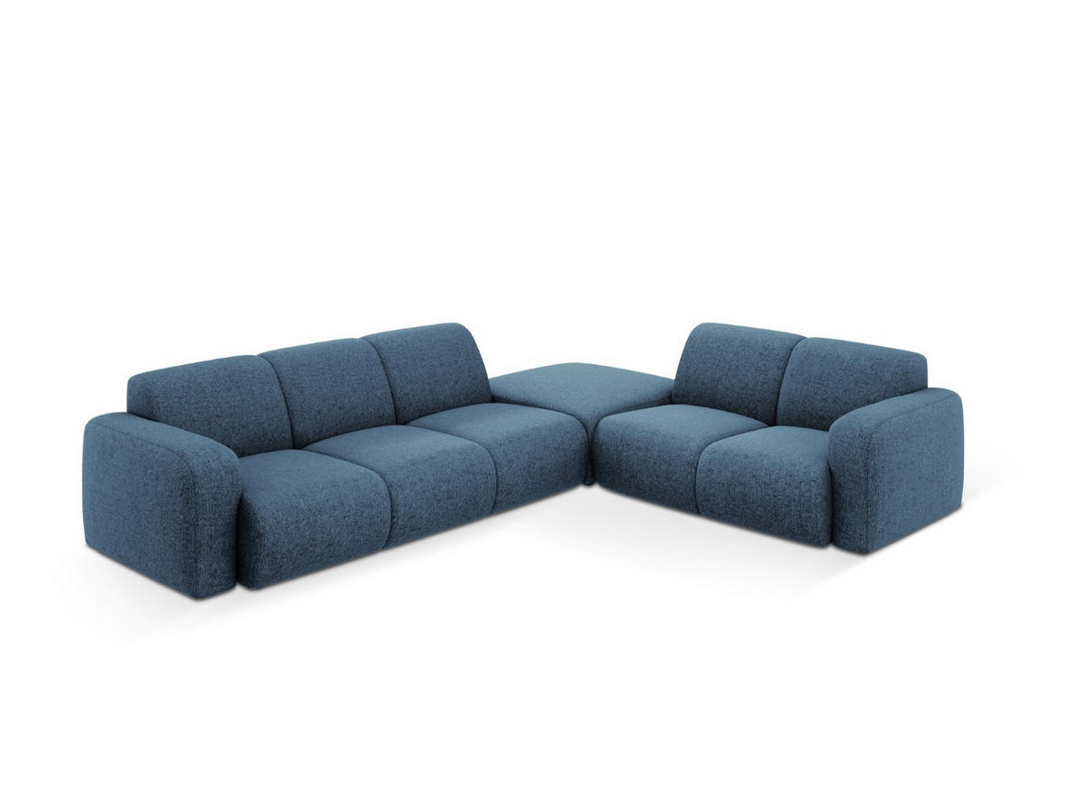 ECKSOFA rechts Molino aus Chenille-Stoff königsblau 6 Sitzplätze - Blau, Textil (250/315cm) - Micadoni