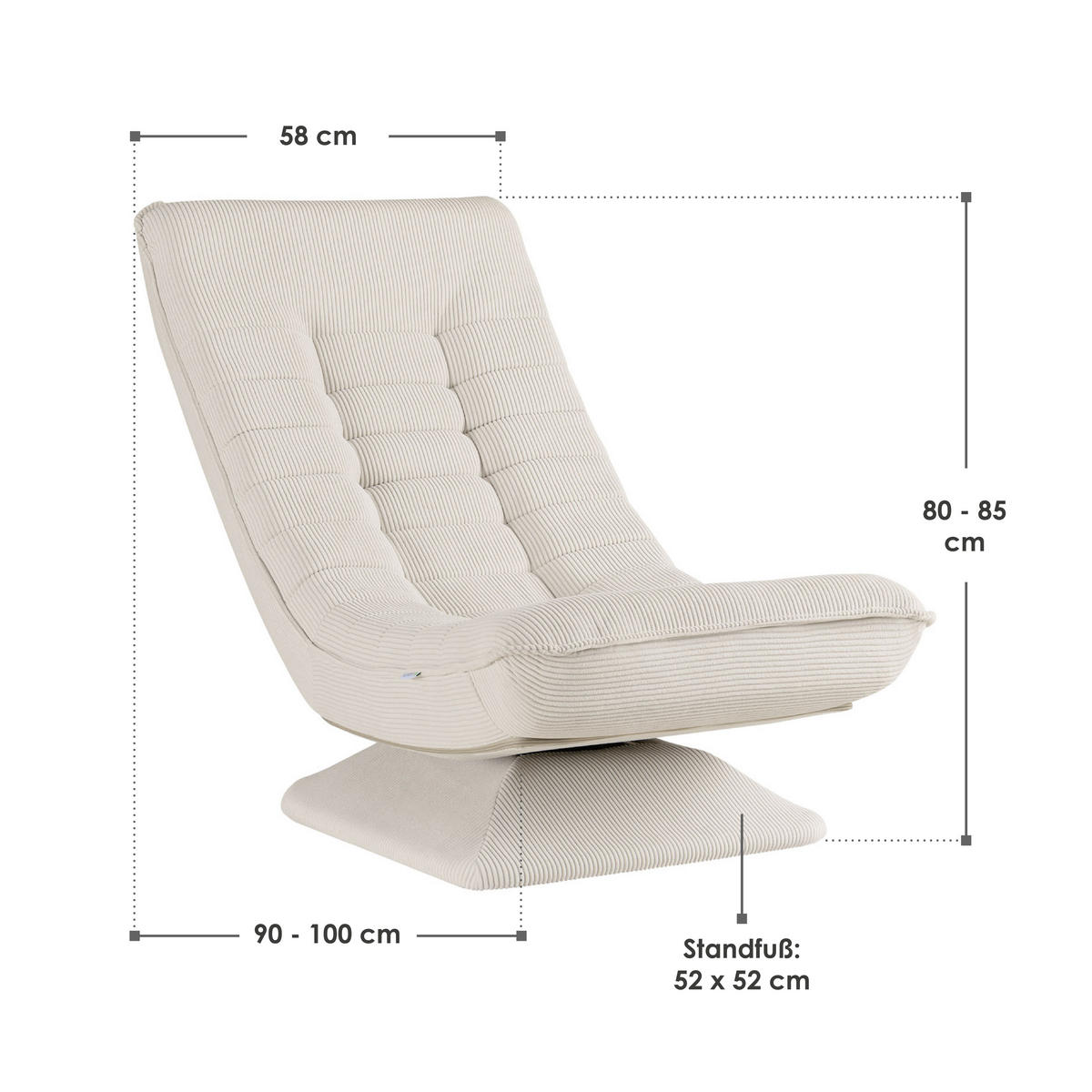 RELAXSESSEL Korsika Cord beige - Beige, Textil (58/85/100cm) - Juskys