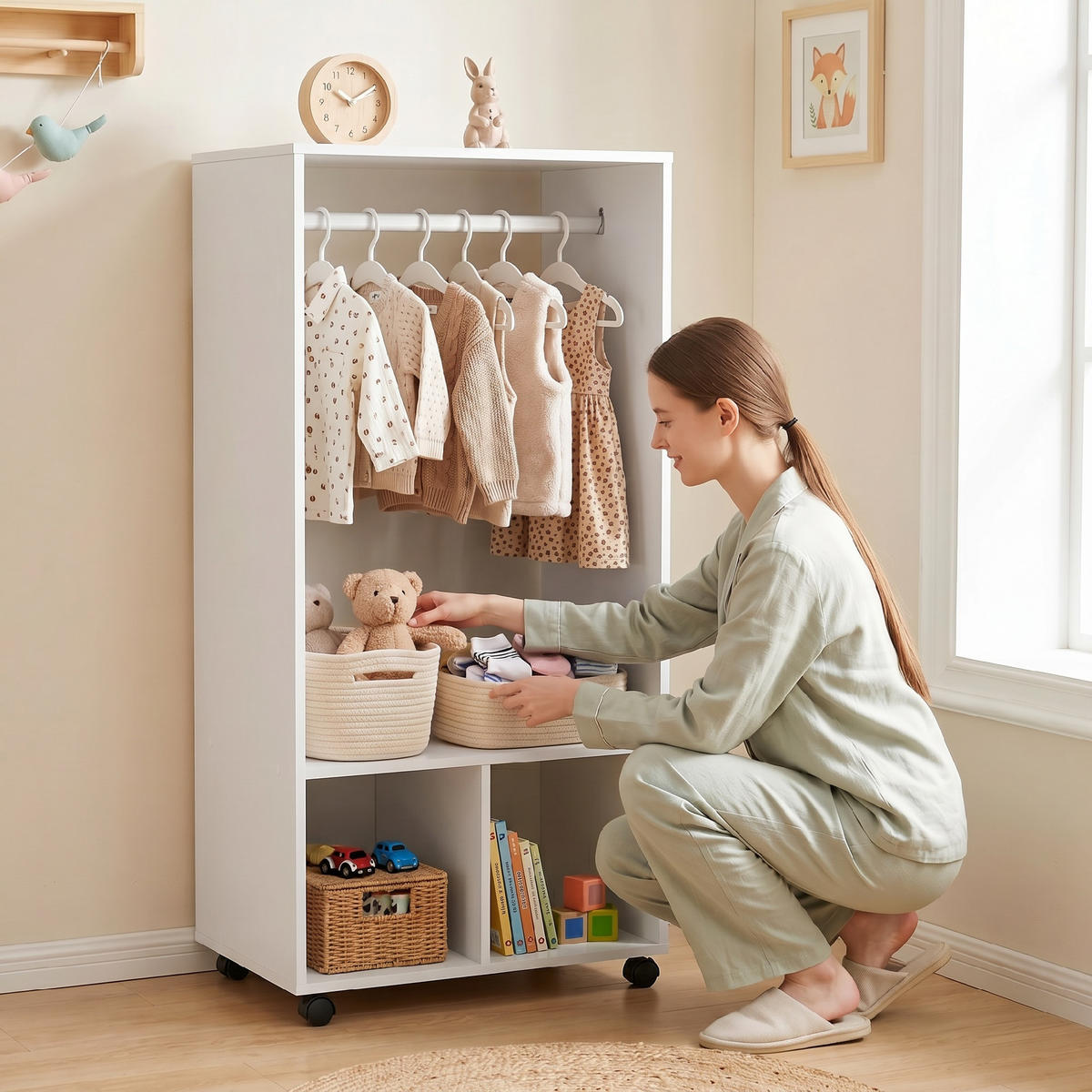 ROLLGARDEROBE Weiß 1 Stück - Weiß, Holzwerkstoff (60/128/40cm) - GiPP