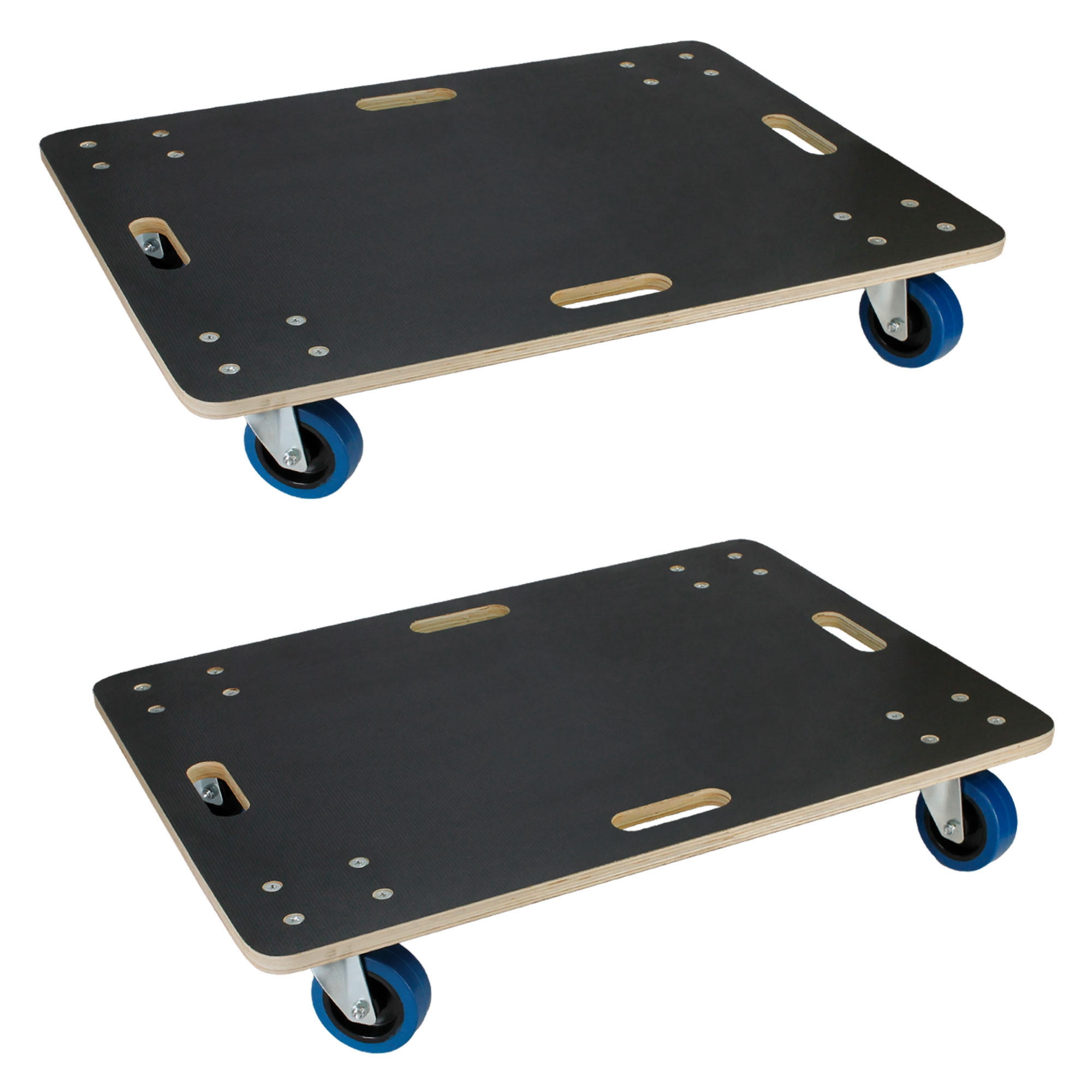 TRANSPORTROLLER 2er Set mit 4 Rollen 60x80 cm Traglast 800kg Siebdruck Holzplatte Black - Anthrazit, Holzwerkstoff (60/80/14.5cm) - ECD-Germany