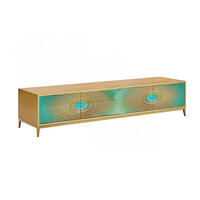 LOWBOARD LAGO Grün Holz - Goldfarben/Grün, Holz/Metall (200/42/40cm) - KAWOLA