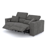 SOFA QUARTZ 3-Sitzer mit 2 Relaxfunktionen, dunkelgrau - Dunkelgrau/Silberfarben, Holzwerkstoff/Textil (204/80/102cm) - Courtois Laville