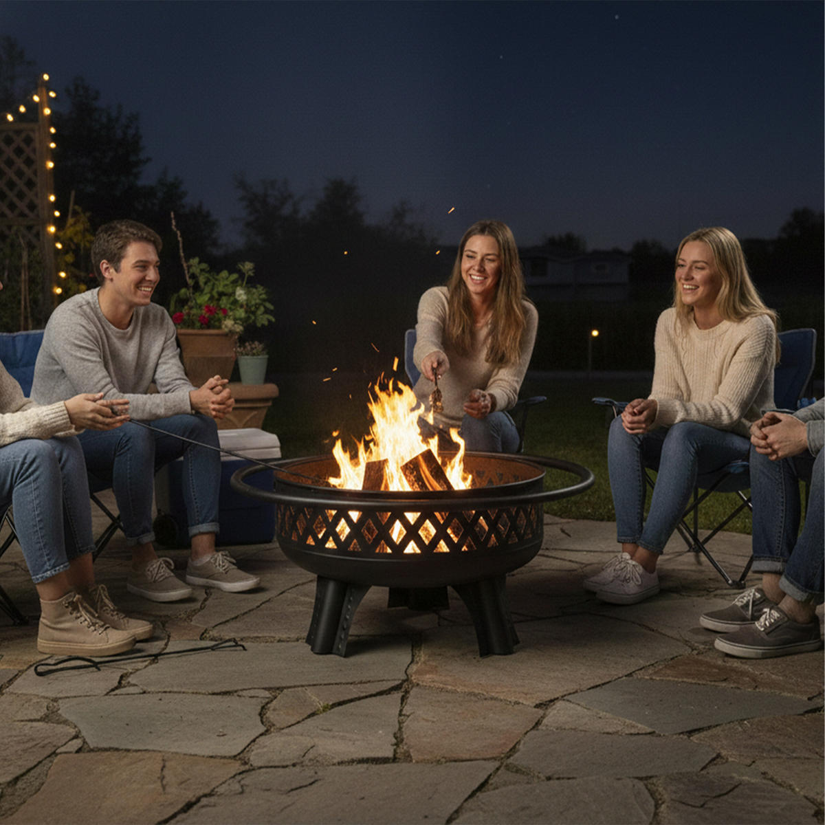 FEUERSCHALE - Schwarz, Metall (80.5/65/80.5cm) - Relaxdays