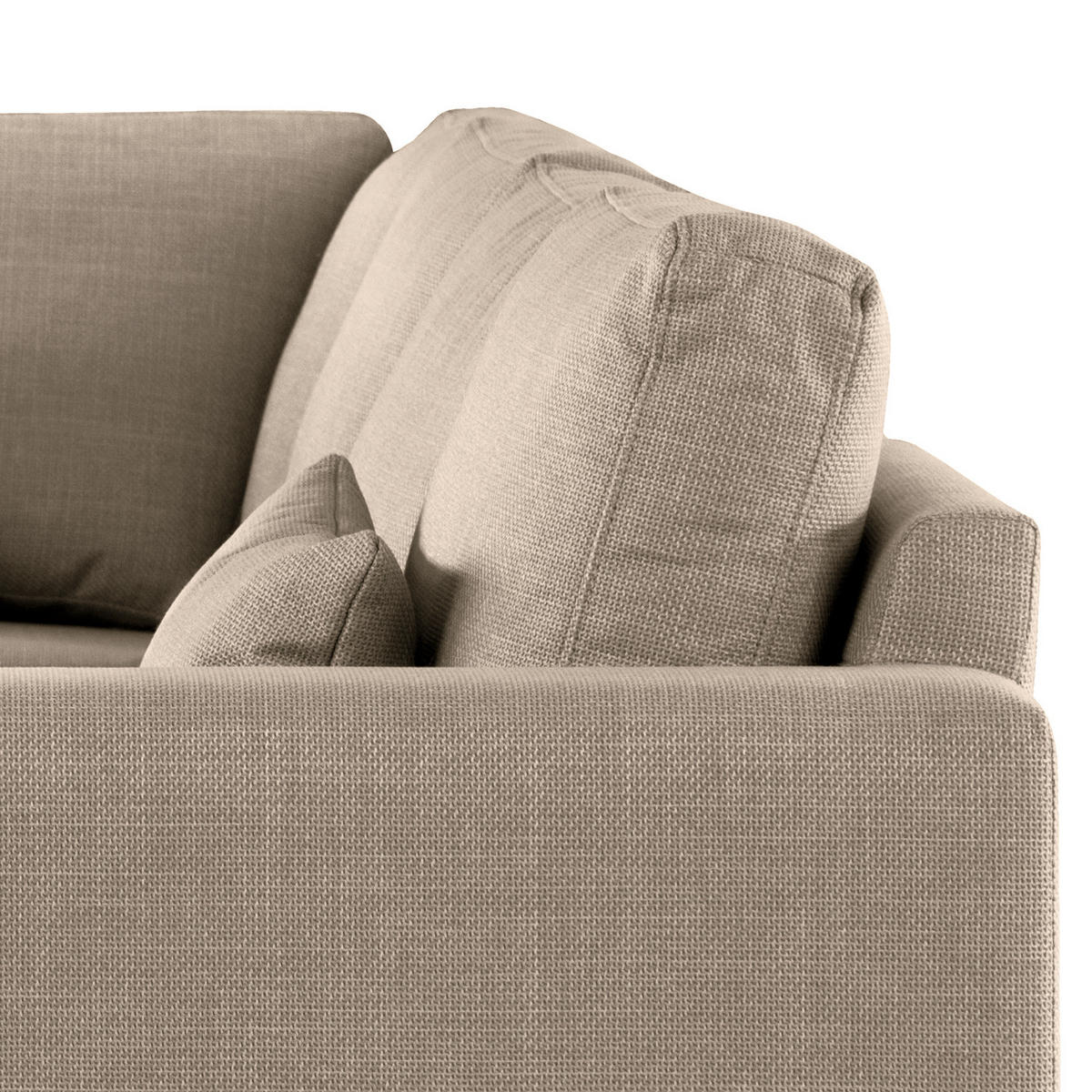 ECKSOFA mit Ottomane - Taupe/Eichefarben, Eichenholz/Textil (287/219cm) - home24