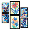 POSTER Set Mit 6 Flora Vein Abstrakte Blumenmuster Größe A3 & A4 Schwarzer Rahmen - Schwarz, Papier (29.7/1cm) - Nacnic