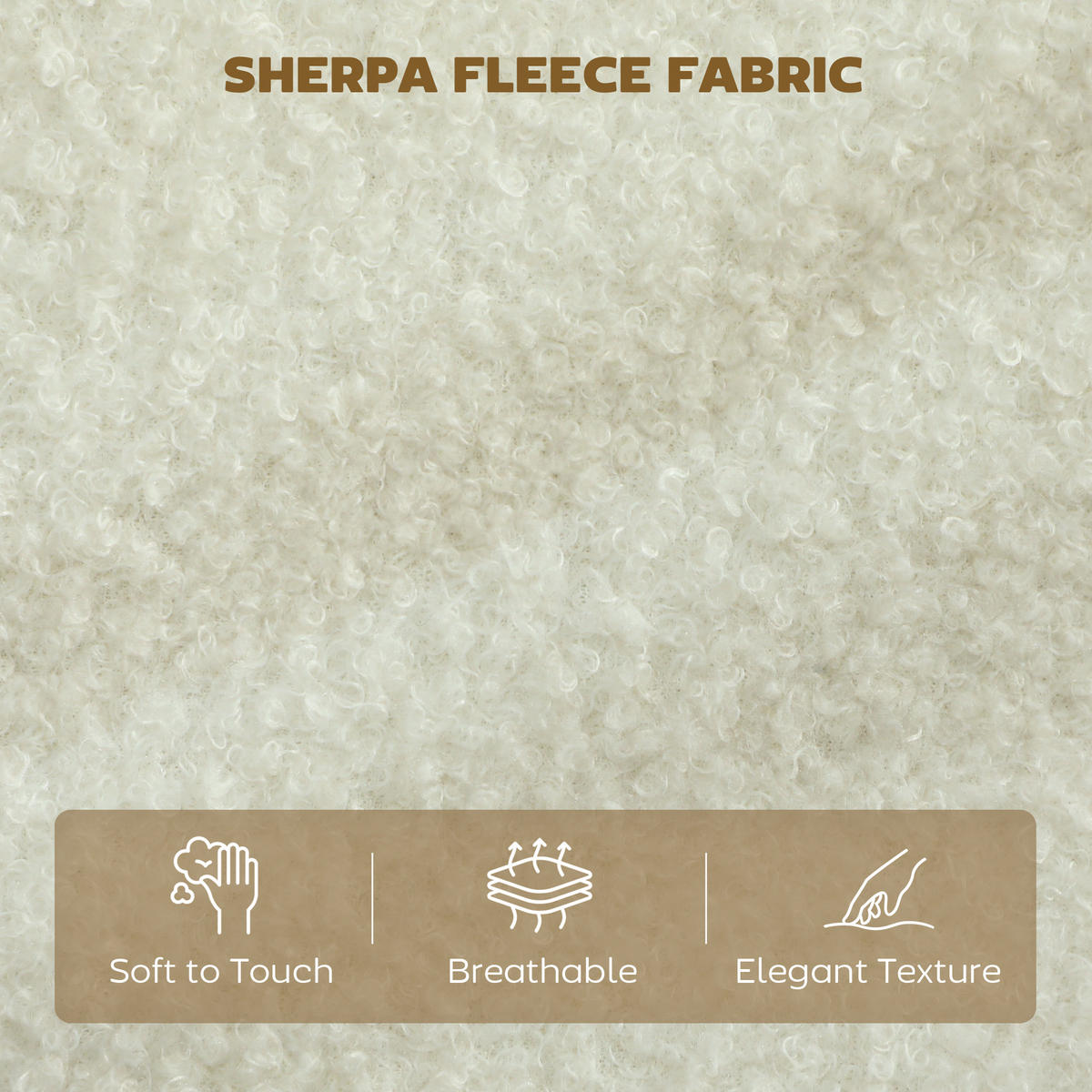 SOFA 2 Sitzer kleine 137 cm Couch mit Sherpa-Fleece-Optik Cremeweiß - Eukalyptusholzfarben/Creme, Holz/Textil (69/82/137cm) - HOMCOM