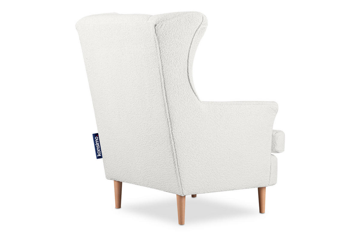 OHRENSESSEL STRALIS mit Sitzhocker, Weiss - Weiß, Textil (82/108/80cm) - KONSIMO®