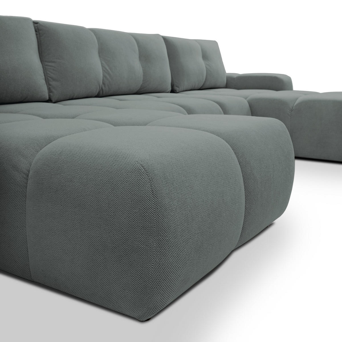 WOHNLANDSCHAFT DUCA U Grau Jersey mit Schlaffunktion - Grau, Holz (359/88/177cm) - MASSENO