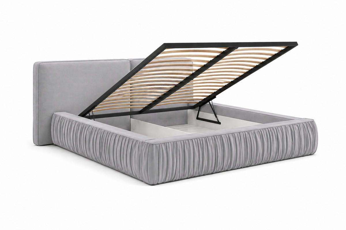 POLSTERBETT 08 140 x 200 cm – Riviera – Bett mit Gasdruckfedern und Stauraum - Hellgrau, Holz (140/200cm) - ROYAL24_MARKT