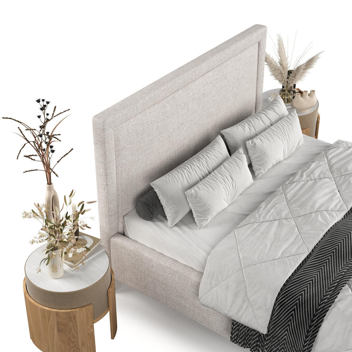 POLSTERBETT Vega 140/200 cm Hellbeige im Neve Stoff - Sandfarben/Naturfarben, Holz/Holzwerkstoff (140/200cm) - AltaBeds