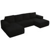 WOHNLANDSCHAFT TRENTINO U Schwarz Boucle - Schwarz, Textil (334/91/163cm) - MKS