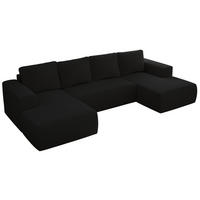 WOHNLANDSCHAFT TRENTINO U Schwarz Boucle - Schwarz, Textil (334/91/163cm) - MKS