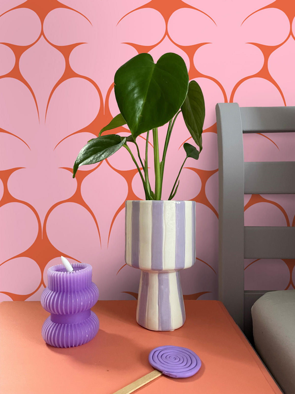TAPETE Retro-Ornamente 50 x 900 cm - Pink, Papier (50/900cm) - ESTAhome