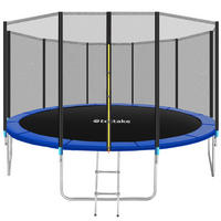TRAMPOLIN Garfunky,inklusive Einstiegsleiter,schwarz/blau - Blau/Schwarz, Metall (457/269/457cm) - tectake
