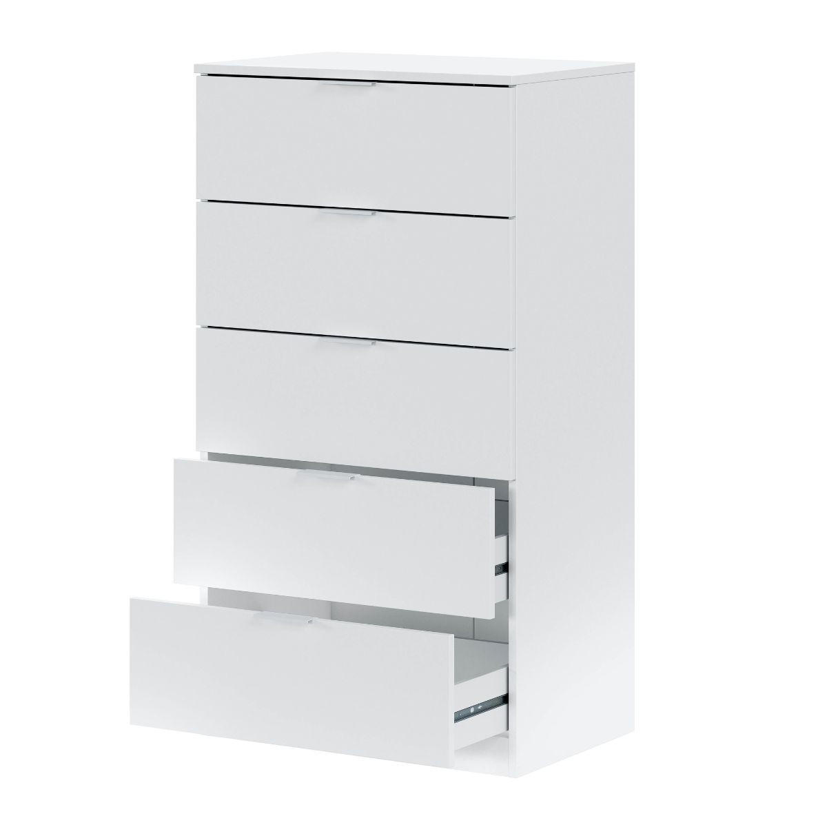 KOMMODE 5 Schubladen Kommoden - L60 cm - Weiß, Holzwerkstoff (40/110/60cm) - Calicosy