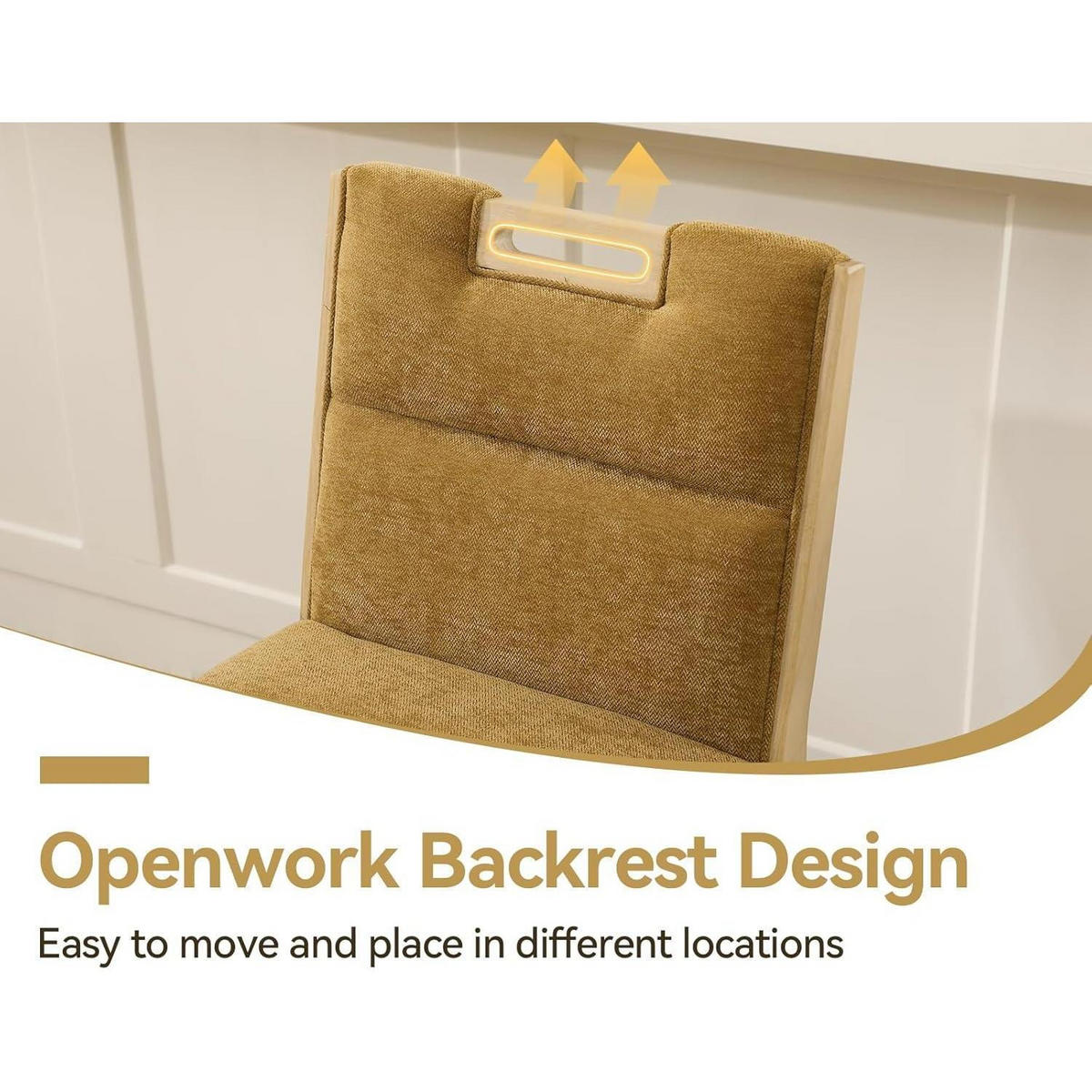 BARHOCKER 4er Set Chenille Gelb mit Griff-Rückenlehne und Fußstütze - Gelb, Textil (45/95/56cm)