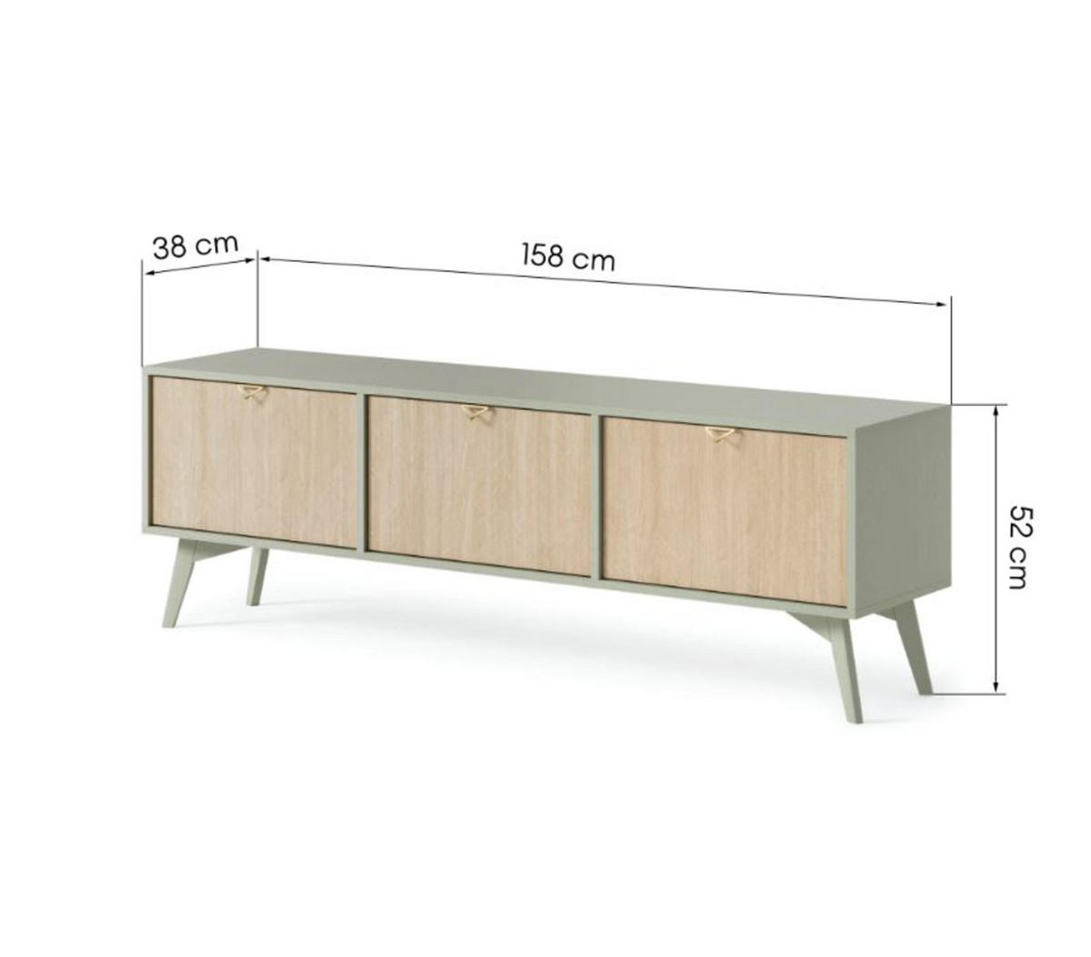 TV-SCHRANK - Abeto Grün RTV 158 - Eichefarben/Grün, Holz (158/52/38cm) - Möblo